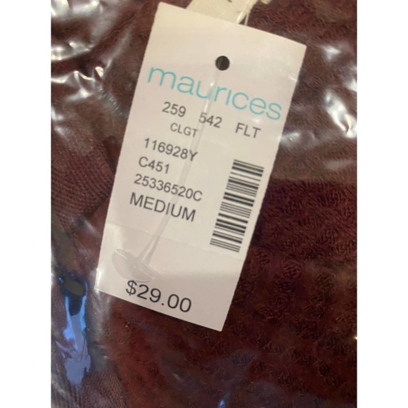 | maurices | NWT Home Grown Maroon Waffle Pullover Hoodie MED - Picture 3 of 3